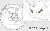 Satellite Location Map of Malaysia, blank outside