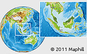 Satellite Location Map of Malaysia, physical outside