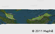 Satellite Panoramic Map of Malaysia, darken