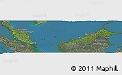 Satellite Panoramic Map of Malaysia, semi-desaturated, land only