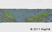 Satellite Panoramic Map of Malaysia, semi-desaturated
