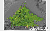 Satellite 3D Map of Sabah, desaturated