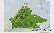 Satellite 3D Map of Sabah, lighten