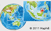 Physical Location Map of Sabah, highlighted country, within the entire country