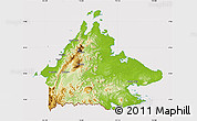 Physical Map of Sabah, cropped outside