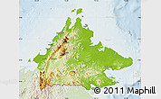 Physical Map of Sabah, lighten