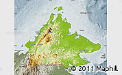 Physical Map of Sabah, semi-desaturated