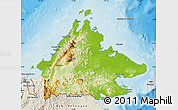 Physical Map of Sabah, shaded relief outside