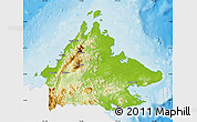 Physical Map of Sabah, single color outside