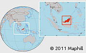 Gray Location Map of Sarawak, within the entire country