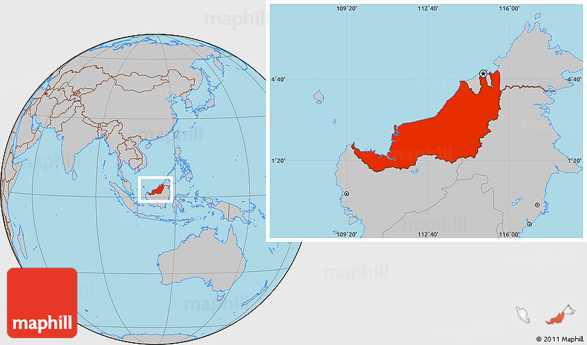 Gray Location Map of Sarawak