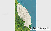 Shaded Relief Map of Terengganu, satellite outside