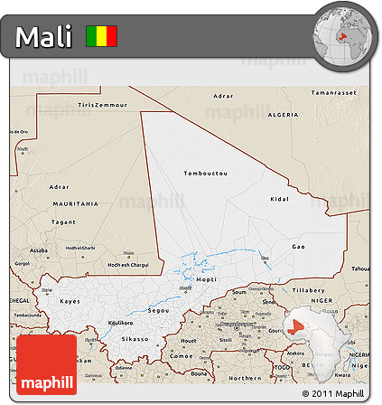 Classic Style 3D Map of Mali