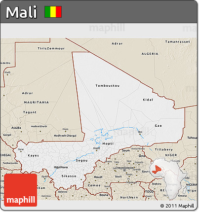 Classic Style 3D Map of Mali