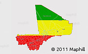 Flag 3D Map of Mali, flag rotated