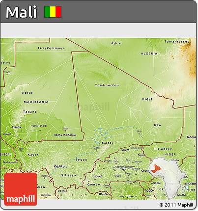 Physical 3D Map of Mali