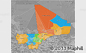 Political 3D Map of Mali, desaturated