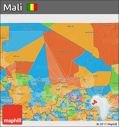 Political 3D Map of Mali