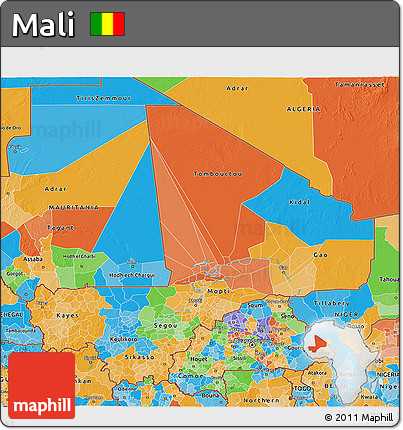 Political 3D Map of Mali