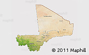 Satellite 3D Map of Mali, cropped outside