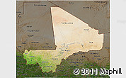 Satellite 3D Map of Mali, darken