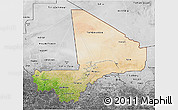 Satellite 3D Map of Mali, desaturated