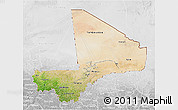 Satellite 3D Map of Mali, lighten, desaturated