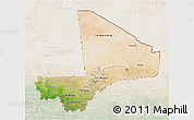 Satellite 3D Map of Mali, lighten