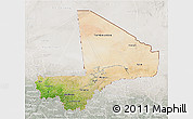 Satellite 3D Map of Mali, lighten, semi-desaturated