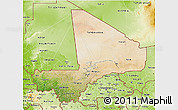 Satellite 3D Map of Mali, physical outside