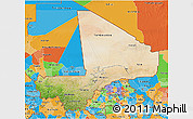 Satellite 3D Map of Mali, political outside