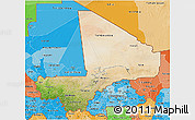 Satellite 3D Map of Mali, political shades outside