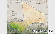 Satellite 3D Map of Mali, semi-desaturated