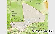 Shaded Relief 3D Map of Mali, physical outside