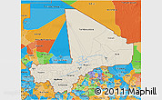 Shaded Relief 3D Map of Mali, political outside