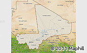Shaded Relief 3D Map of Mali, satellite outside
