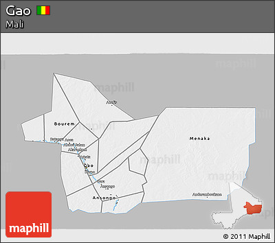 Gray 3D Map of Gao, single color outside