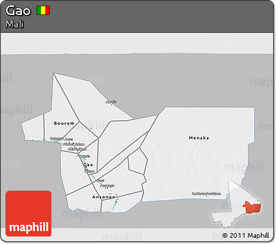 Gray 3D Map of Gao, single color outside