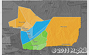 Political 3D Map of Gao, darken, desaturated