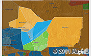 Political 3D Map of Gao, darken
