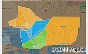 Political 3D Map of Gao, darken, semi-desaturated
