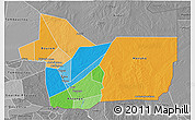Political 3D Map of Gao, desaturated
