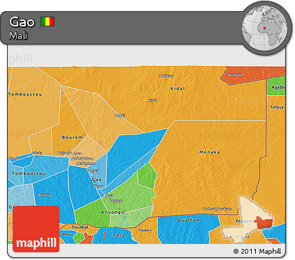 Political 3D Map of Gao