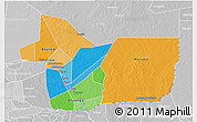 Political 3D Map of Gao, lighten, desaturated