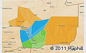 Political 3D Map of Gao, satellite outside