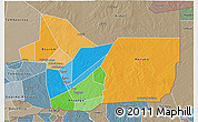 Political 3D Map of Gao, semi-desaturated