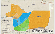 Political 3D Map of Gao, shaded relief outside