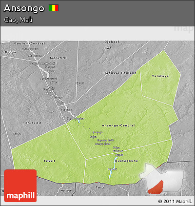 Physical 3D Map of Ansongo, desaturated