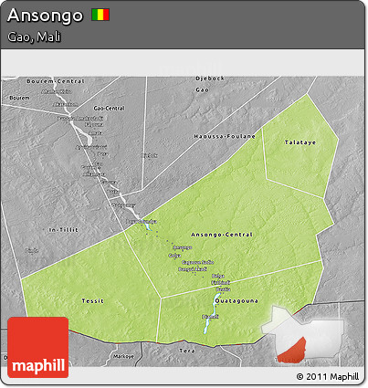 Physical 3D Map of Ansongo, desaturated