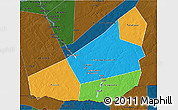 Political 3D Map of Ansongo, darken